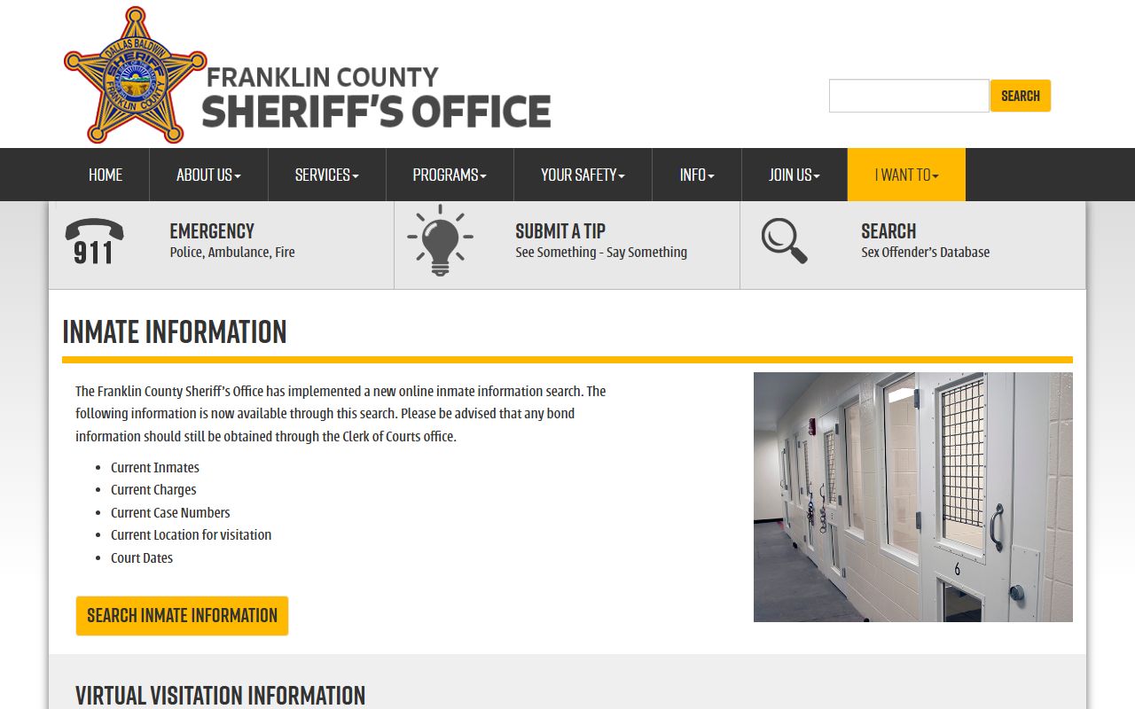 Franklin County Sheriff's Office inmate information search for released inmates