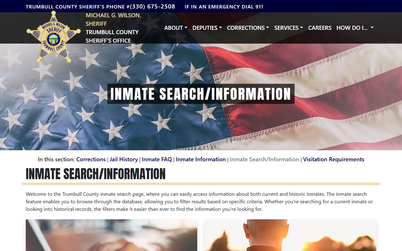 Trumbull County inmate search system for released inmates